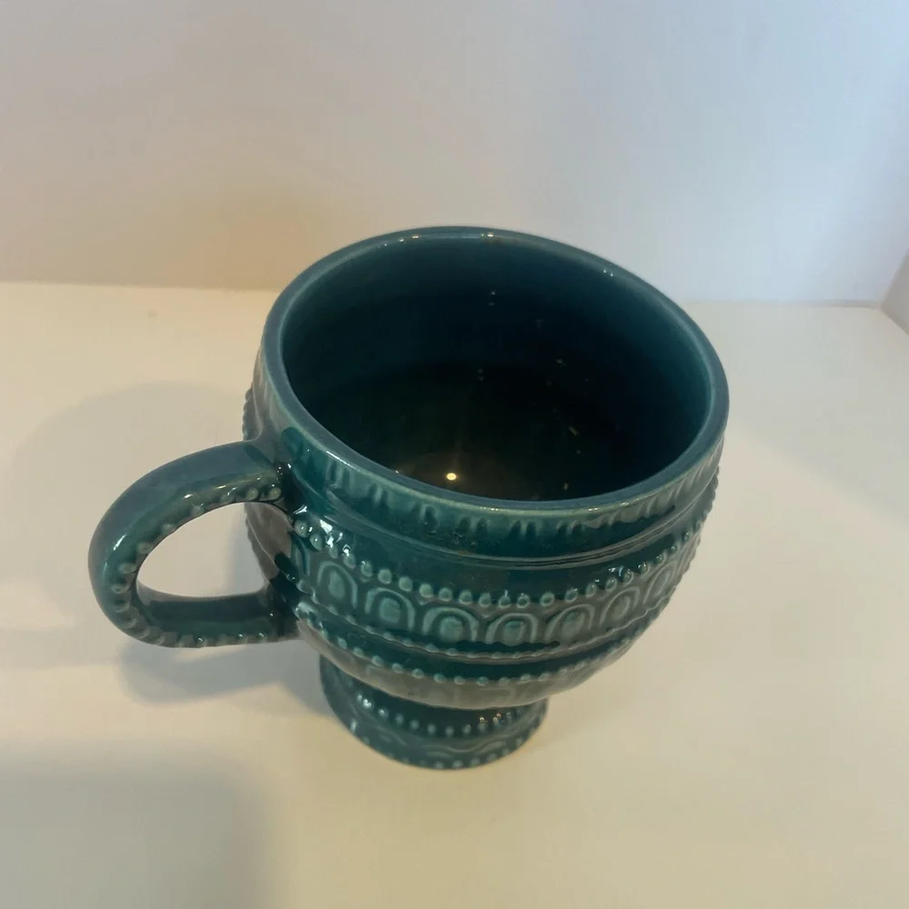 Vintage Royal Sealy Japan Mid Century Modern 1970s Blue/Teal Rare Tea Cup Mug‎